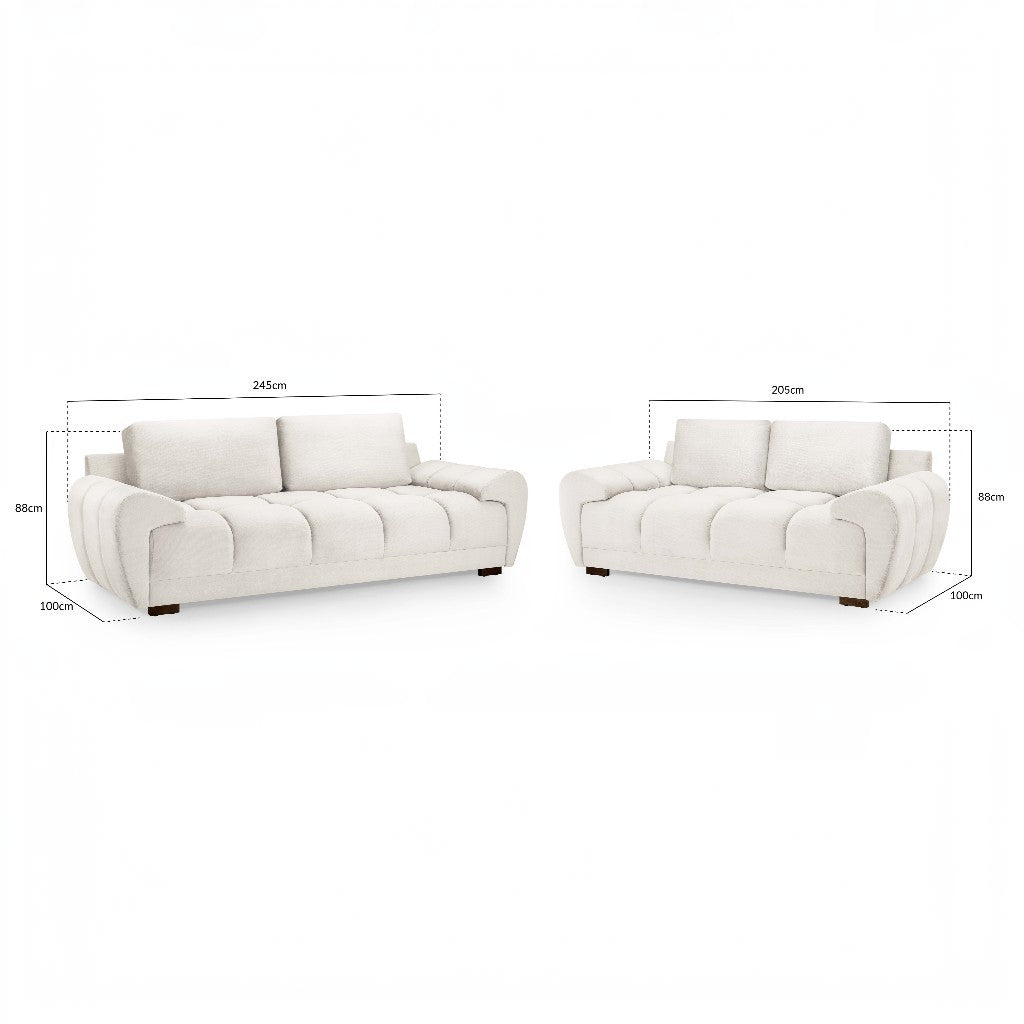 Azzuro Cream Fabric 3+2 Sofa Suite