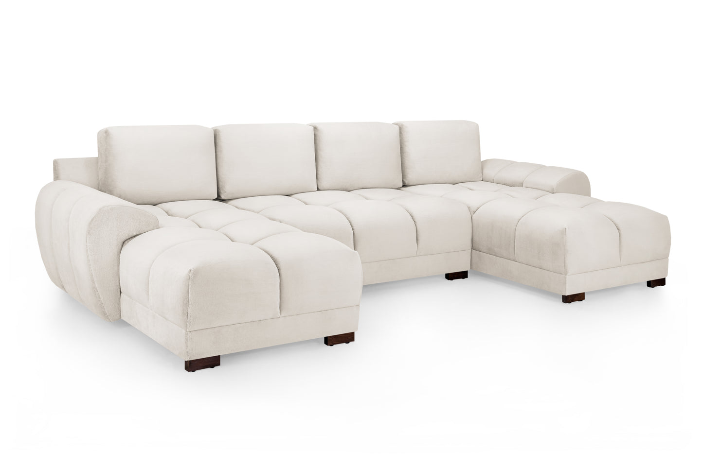 Azzuro Cream Fabric U Shape Corner Sofa