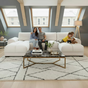 Azzuro Cream Fabric U Shape Corner Sofa
