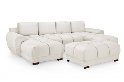 Azzuro Cream Fabric U Shape Corner Sofa