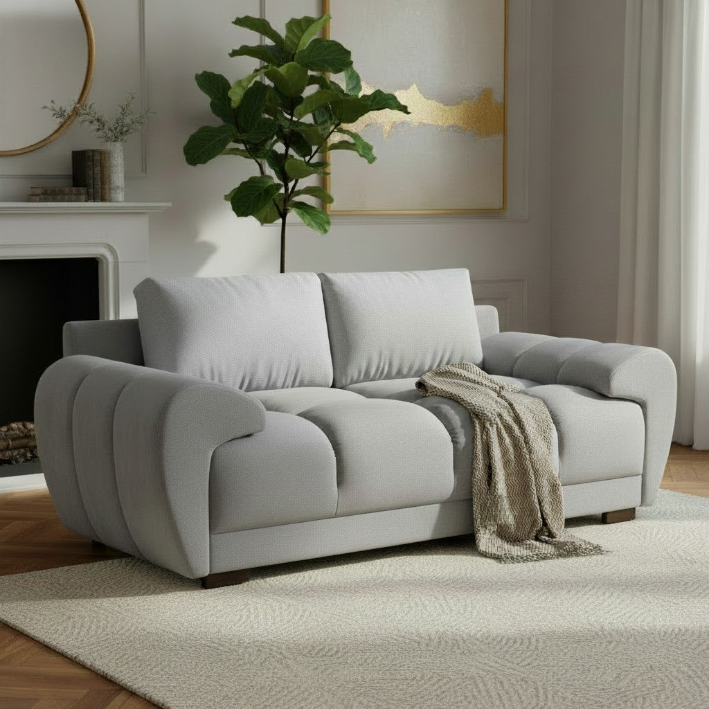 Azzuro Grey Fabric 2 Seater Sofa