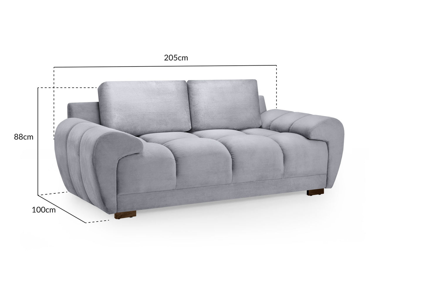 Azzuro Grey Fabric 2 Seater Sofa