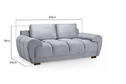 Azzuro Grey Fabric 2 Seater Sofa