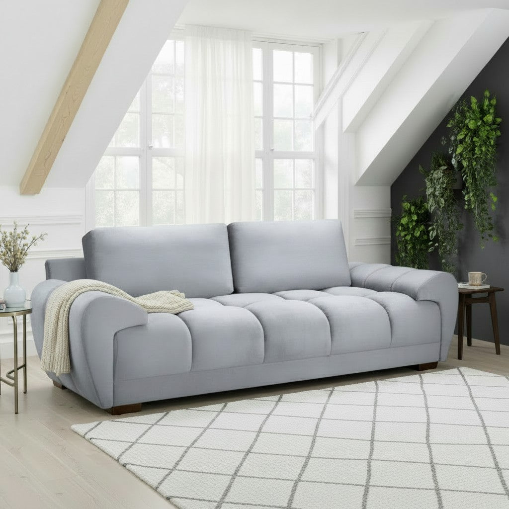 Azzuro Grey Fabric 3 Seater Sofa