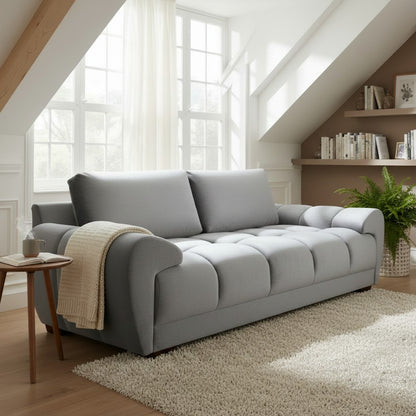 Azzuro Grey Fabric 3 Seater Sofa