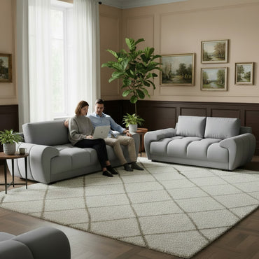 Azzuro Grey Fabric 3+2 Sofa Suite