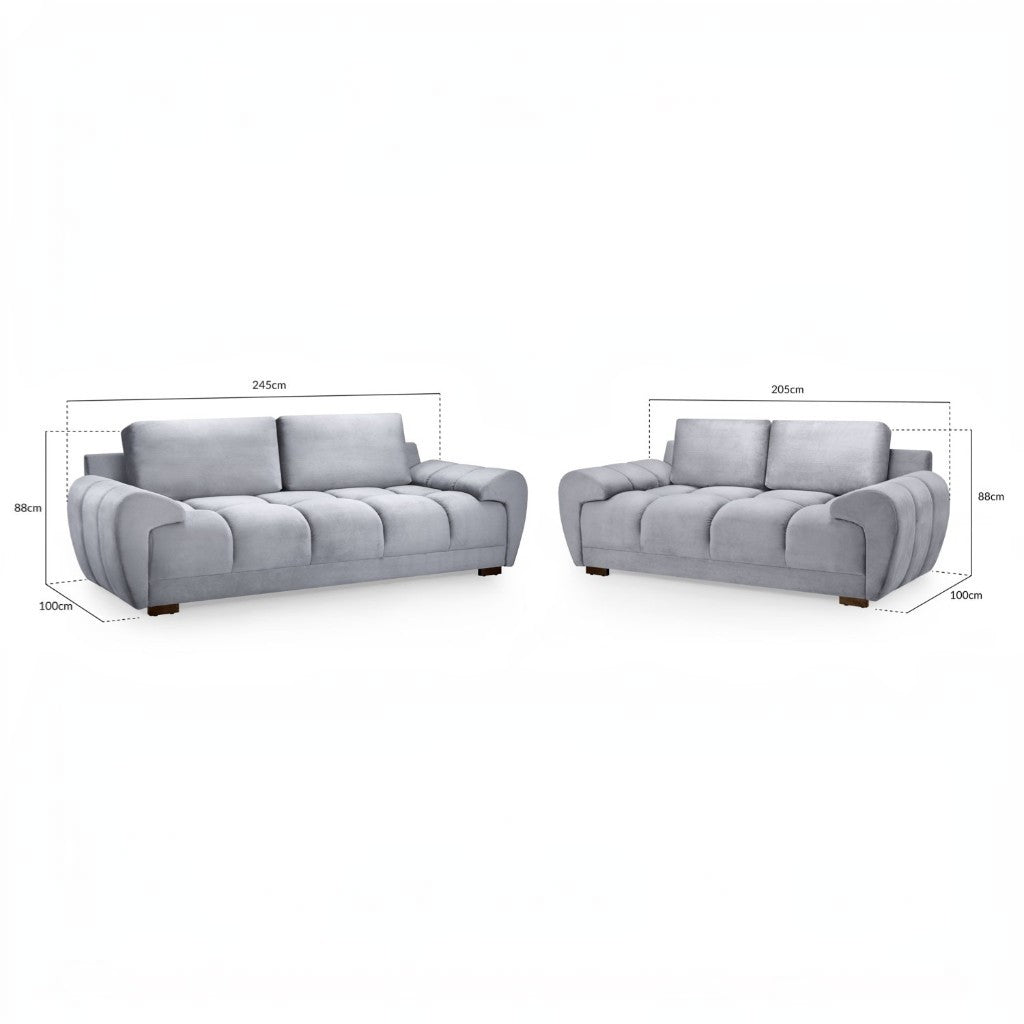 Azzuro Grey Fabric 3+2 Sofa Suite