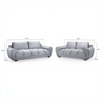 Azzuro Grey Fabric 3+2 Sofa Suite