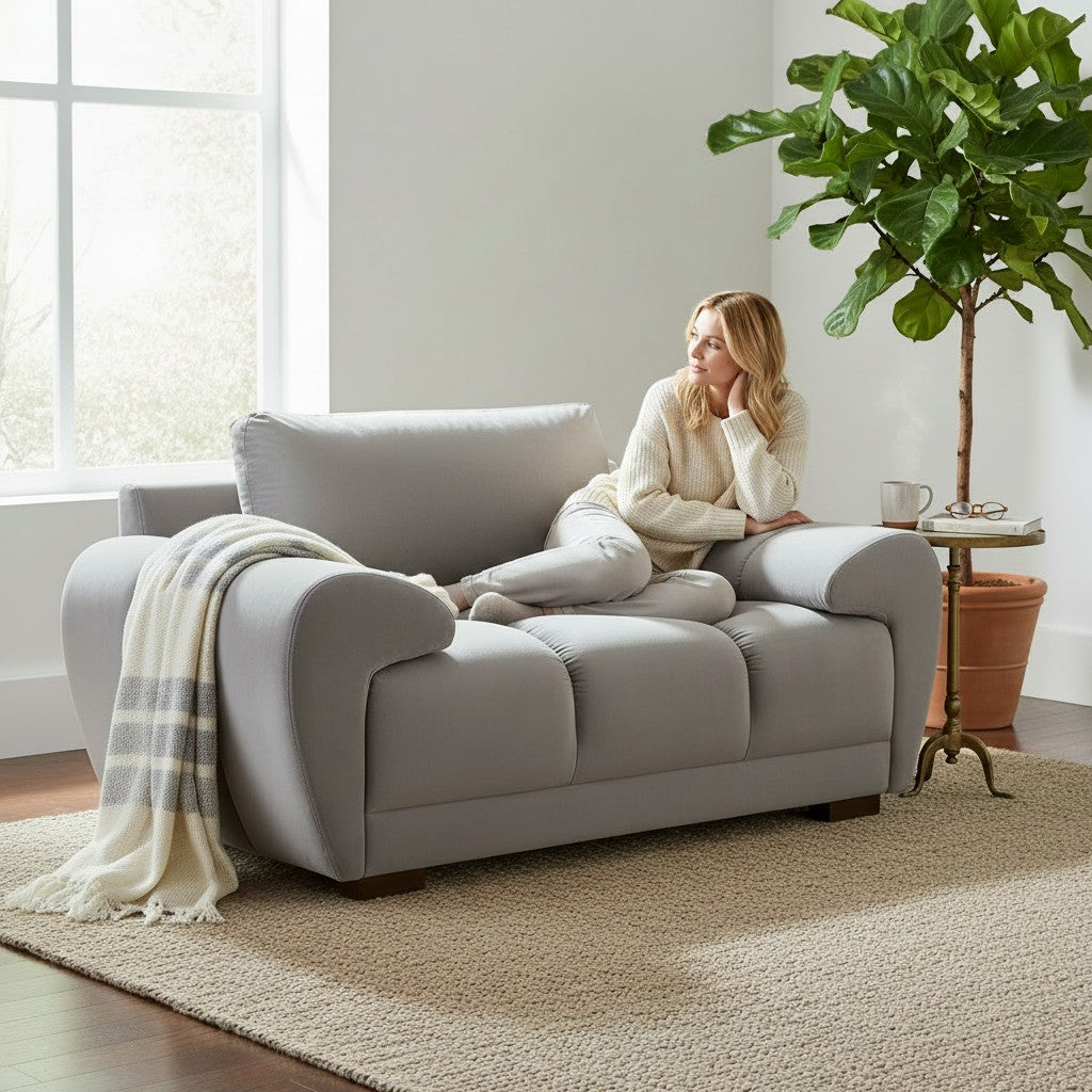 Azzuro Grey Fabric Armchair