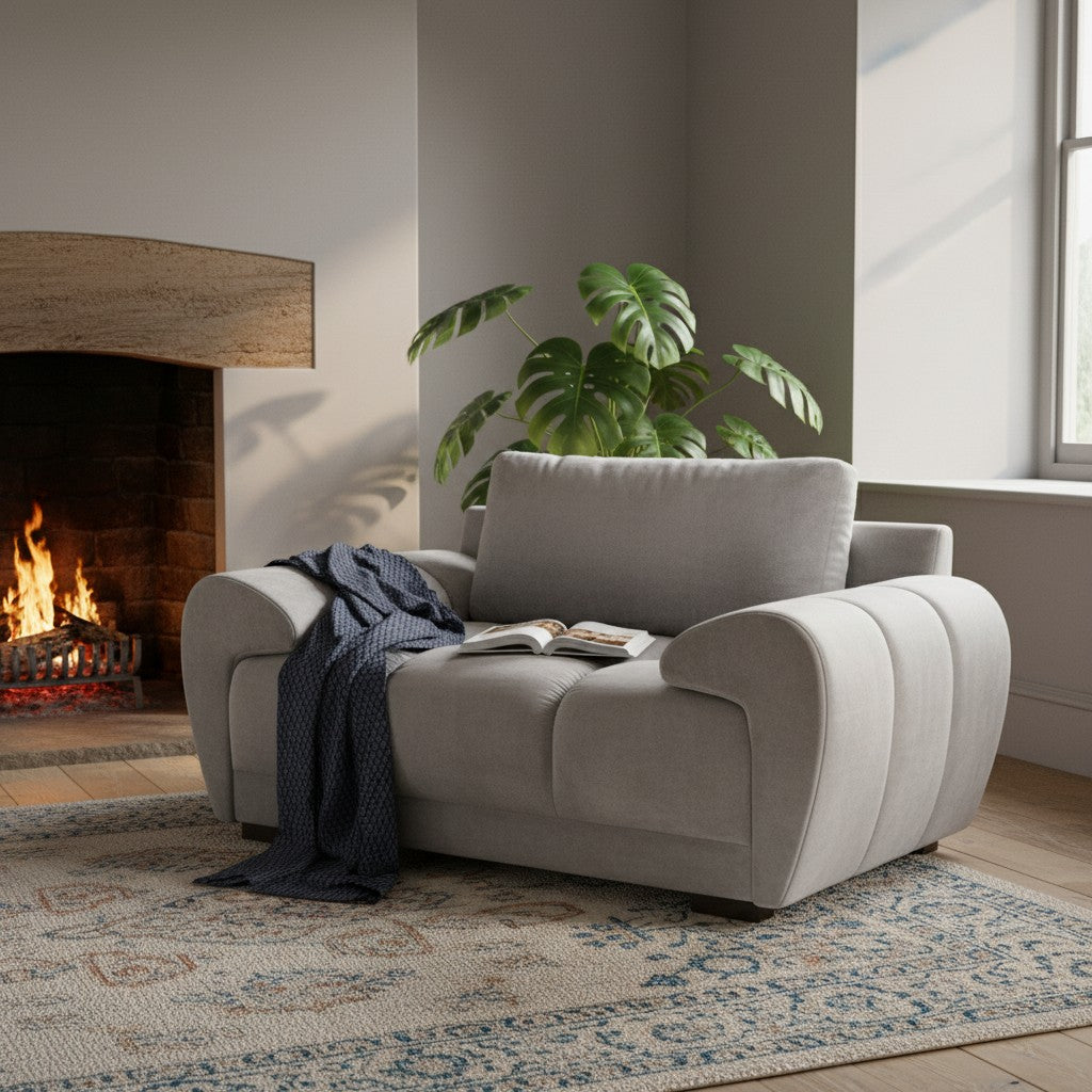 Azzuro Grey Fabric Armchair