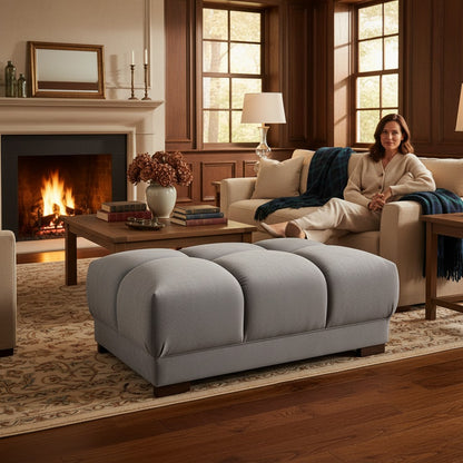 Azzuro Grey Fabric Footstool