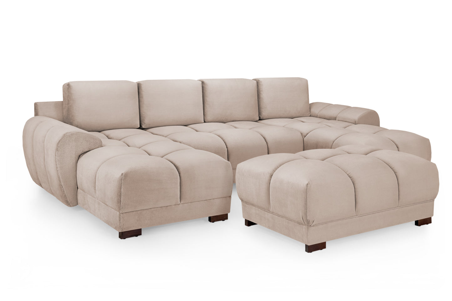 Azzuro Mocha Brown Fabric U Shape Corner Sofa