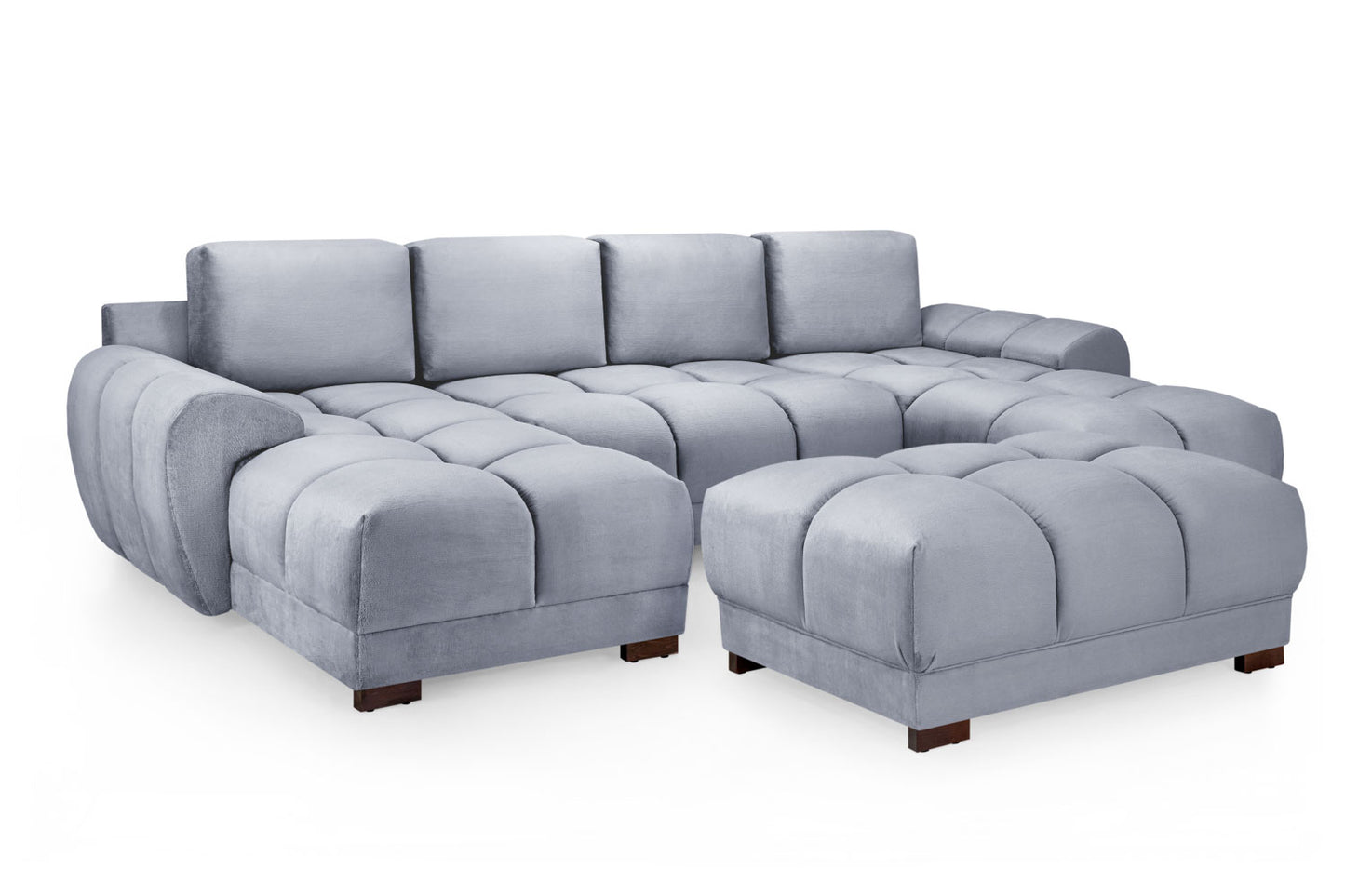 Azzuro Grey Velvet U Shape Corner Sofa