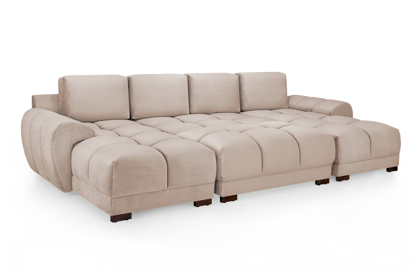 Azzuro Mocha Brown Fabric U Shape Corner Sofa