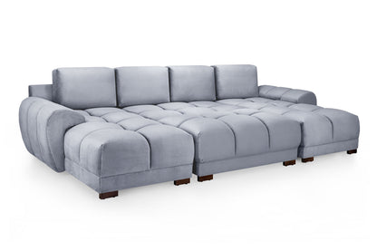 Azzuro Grey Velvet U Shape Corner Sofa