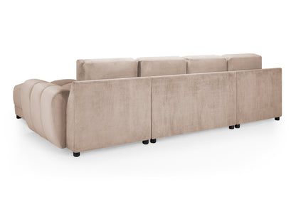 Azzuro Mocha Brown Fabric U Shape Corner Sofa
