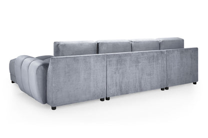 Azzuro Grey Velvet U Shape Corner Sofa