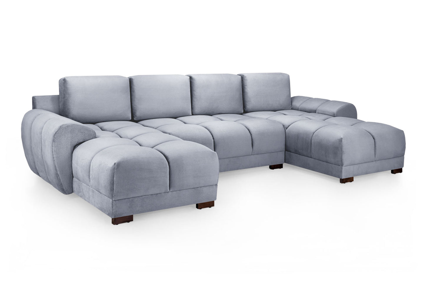 Azzuro Grey Velvet U Shape Corner Sofa