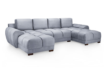 Azzuro Grey Velvet U Shape Corner Sofa