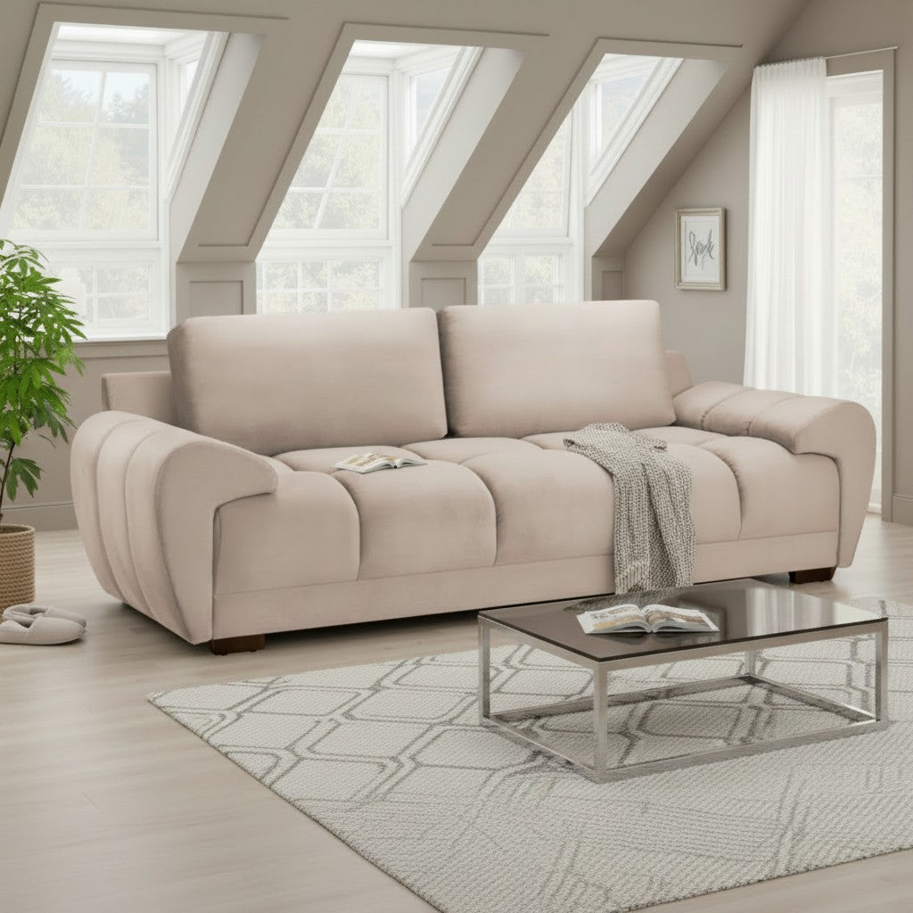Azzuro Mocha Brown Fabric 3 Seater Sofa