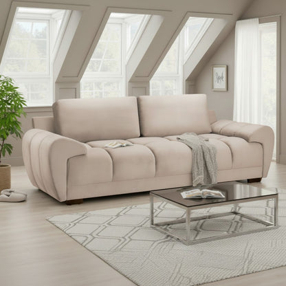 Azzuro Mocha Brown Fabric 3 Seater Sofa