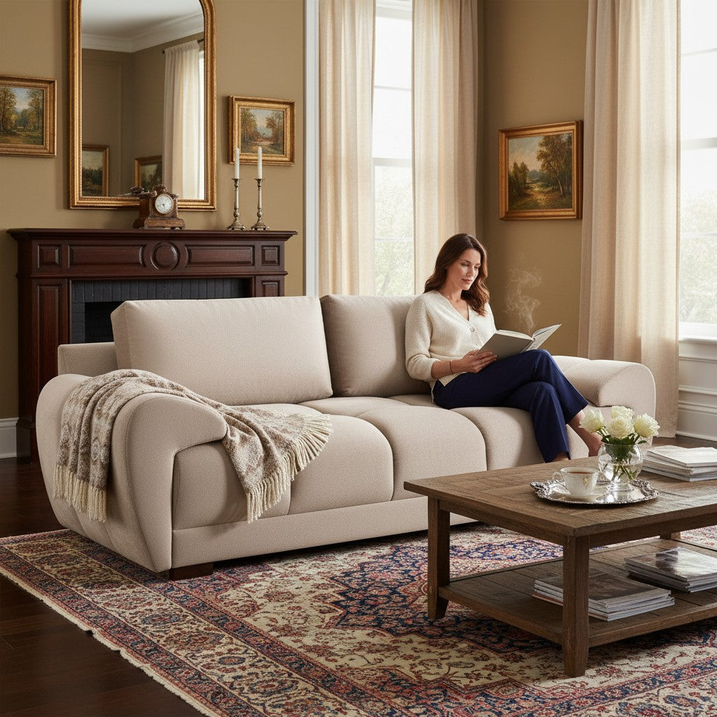 Azzuro Mocha Brown Fabric 3 Seater Sofa