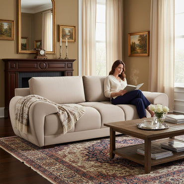 Azzuro Mocha Brown Fabric 3 Seater Sofa