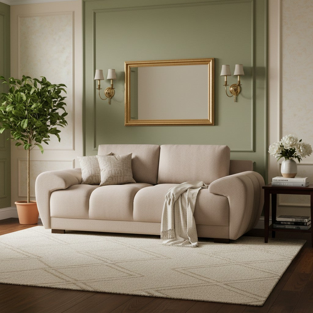 Azzuro Mocha Brown Fabric 2 Seater Sofa