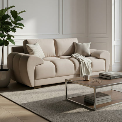 Azzuro Mocha Brown Fabric 2 Seater Sofa