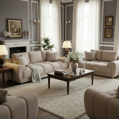 Azzuro Mocha Brown Fabric 3+2 Sofa Suite
