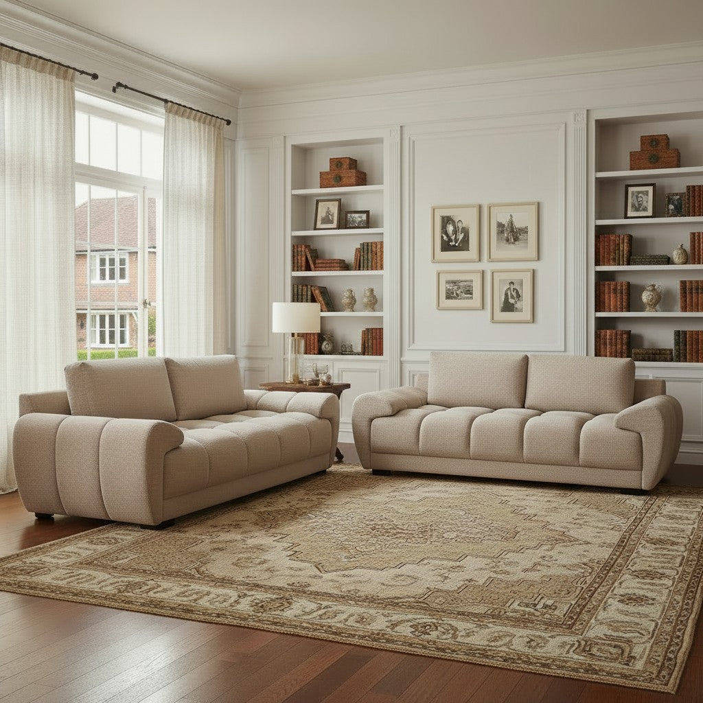 Azzuro Mocha Brown Fabric 3+2 Sofa Suite