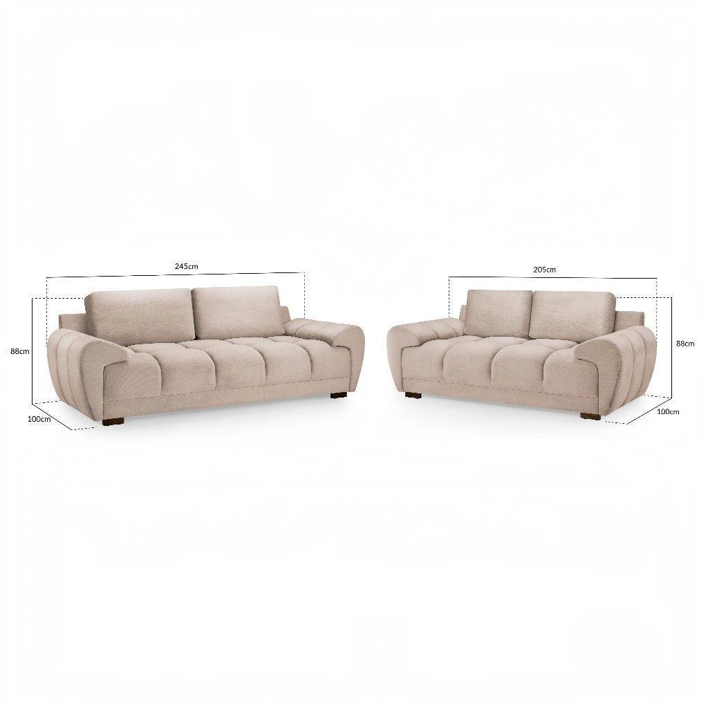 Azzuro Mocha Brown Fabric 3+2 Sofa Suite