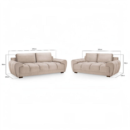 Azzuro Mocha Brown Fabric 3+2 Sofa Suite