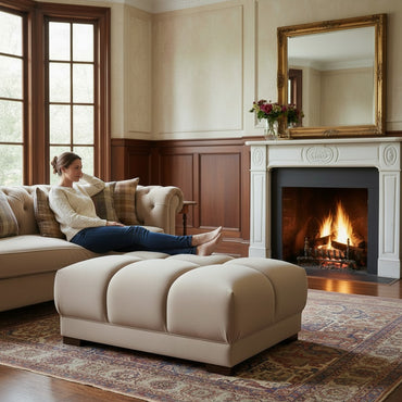 Azzuro Mocha Brown Fabric Footstool