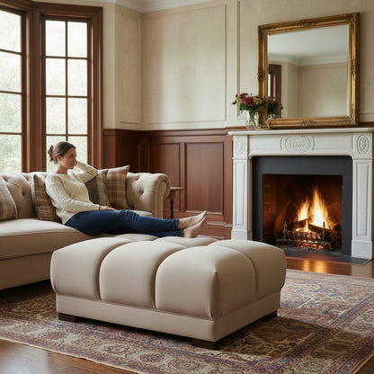 Azzuro Mocha Brown Fabric Footstool