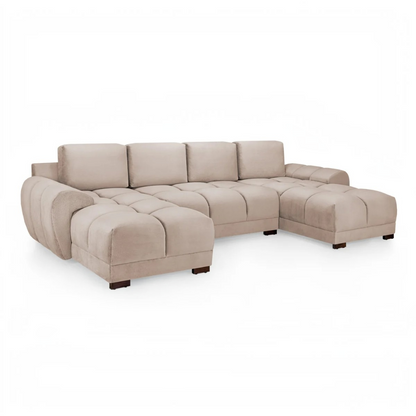 Azzuro Mocha Brown Fabric U Shape Corner Sofa