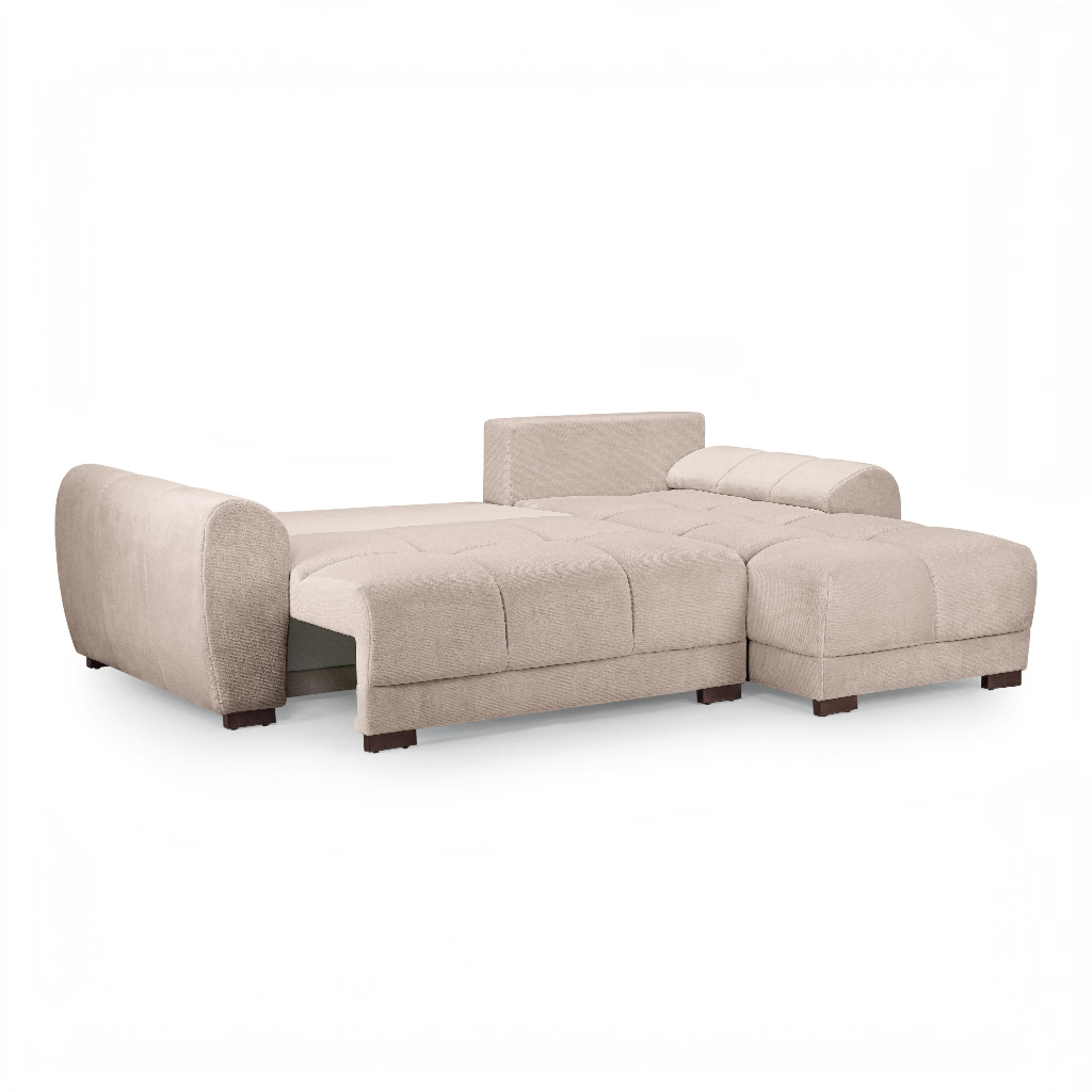 Azzuro Mocha Brown Fabric U Shape Corner Sofa