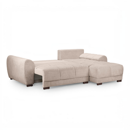 Azzuro Mocha Brown Fabric U Shape Corner Sofa