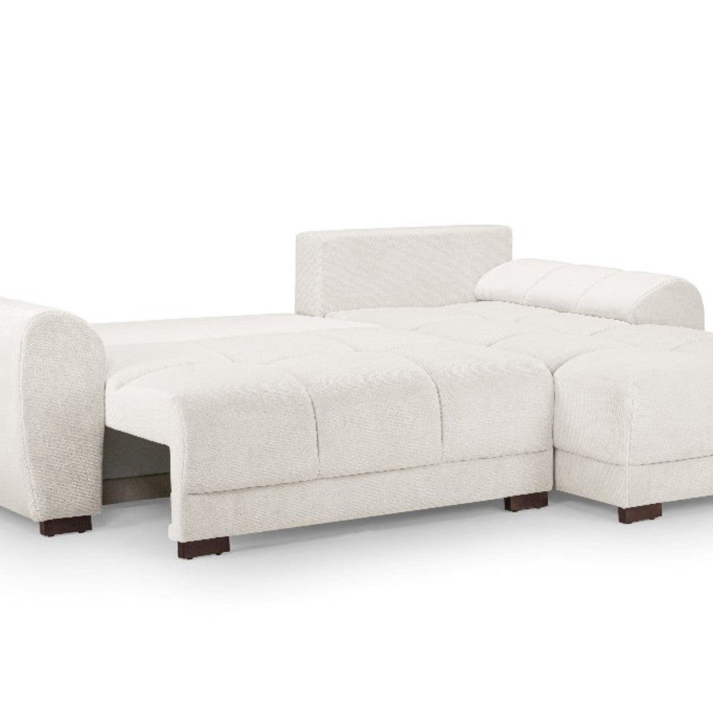 Azzuro Sofabed Cream Fabric Universal Corner Sofa