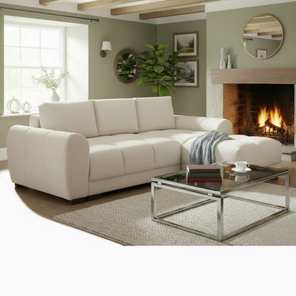Azzuro Sofabed Cream Fabric Universal Corner Sofa