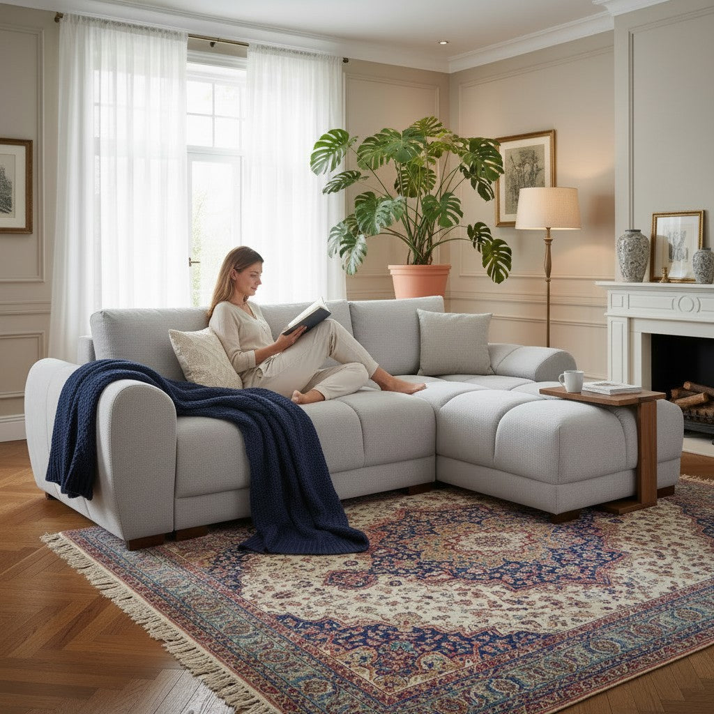 Azzuro Sofabed Grey Fabric Universal Corner Sofa