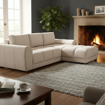 Azzuro Sofabed Mocha Brown Fabric Storage Universal Corner Sofa