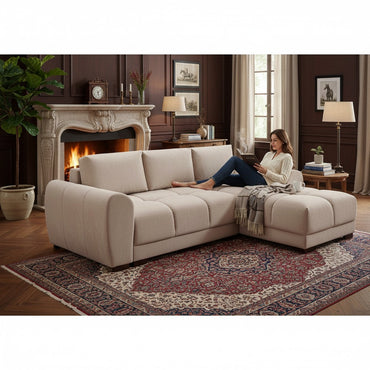 Azzuro Sofabed Mocha Brown Fabric Storage Universal Corner Sofa