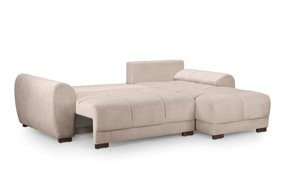 Azzuro Sofabed Mocha Brown Fabric Storage Universal Corner Sofa