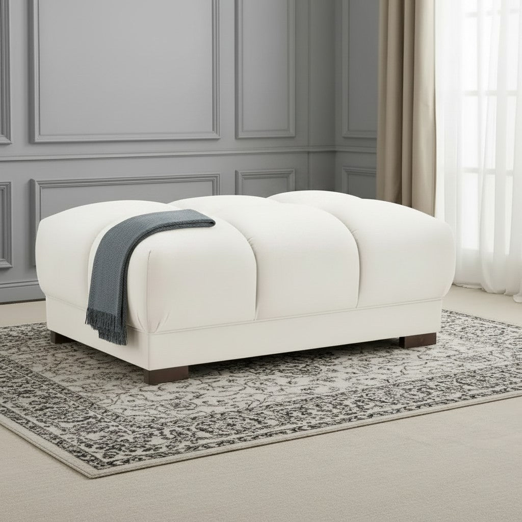 Azzuro Beige Cream Fabric Footstool