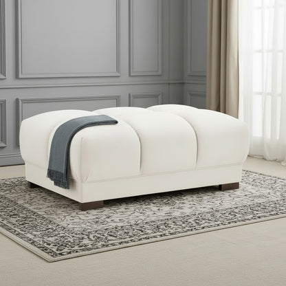 Azzuro Beige Cream Fabric Footstool