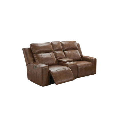 Barcelona Electric Recliner Brown Leather Cinema Console 2 Seater Sofa