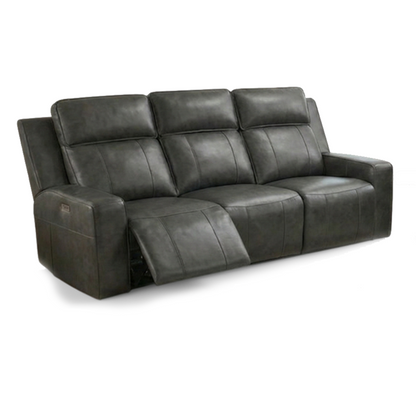 Barcelona Electric Recliner Grey Leather Cinema Console 3 Seater Sofa