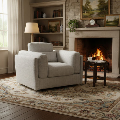 Bari Beige Cream Fabric Armchair