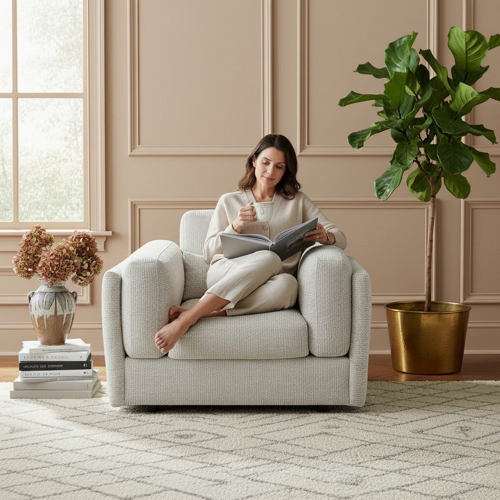 Bari Beige Cream Fabric Armchair